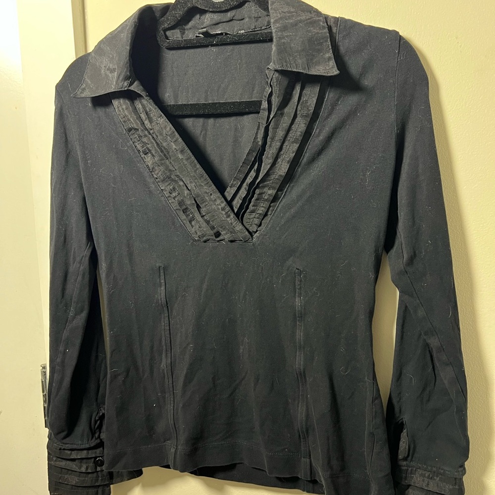NIC+ZOE Black V-Neck Blouse